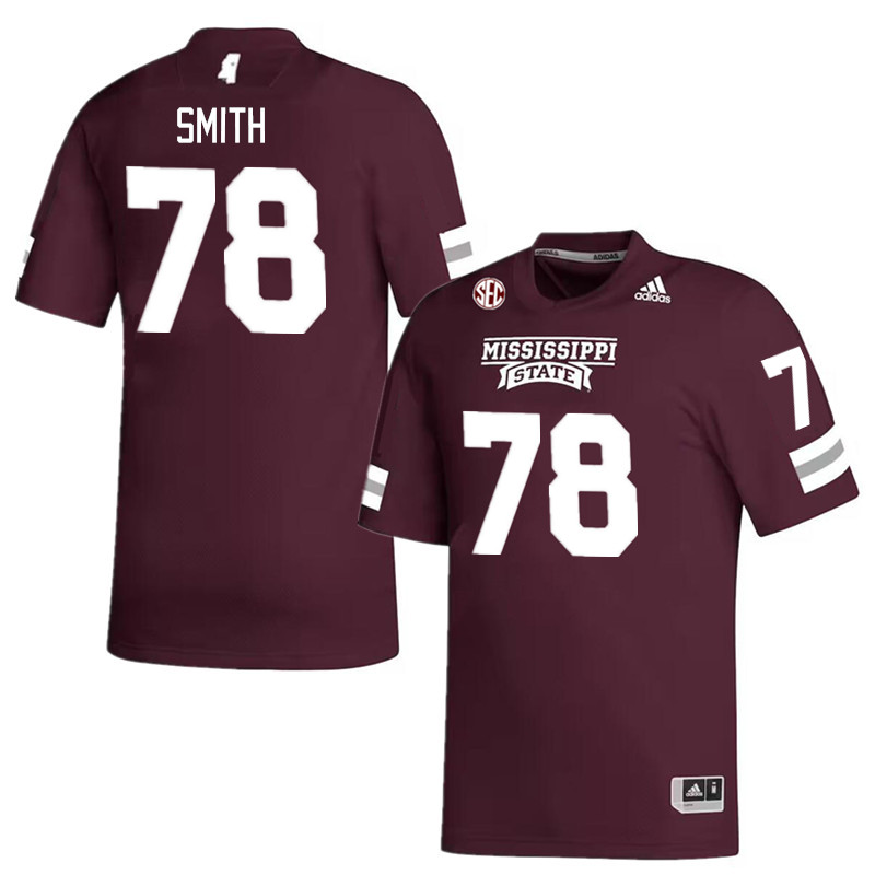 Men #78 Amari Smith Mississippi State Bulldogs College Football Jerseys Stitched Sale-Maroon